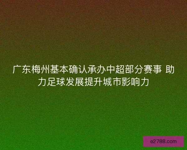 广东梅州基本确认承办中超部分赛事 助力足球发展提升城市影响力
